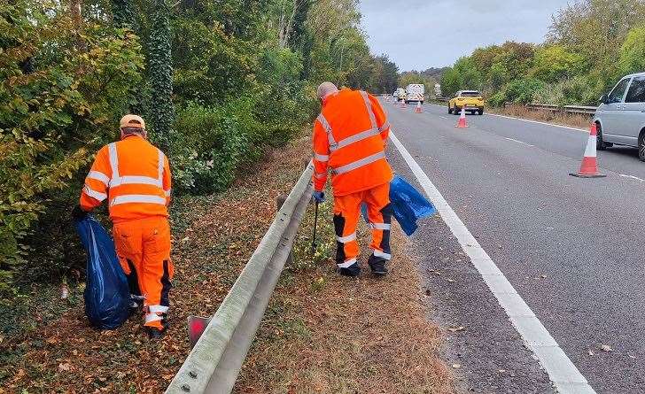 The clear-up work on the A2. Picture: Canterbury City Council