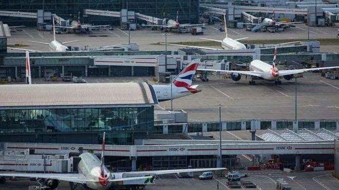 He was arrested at Heathrow. Stock picture