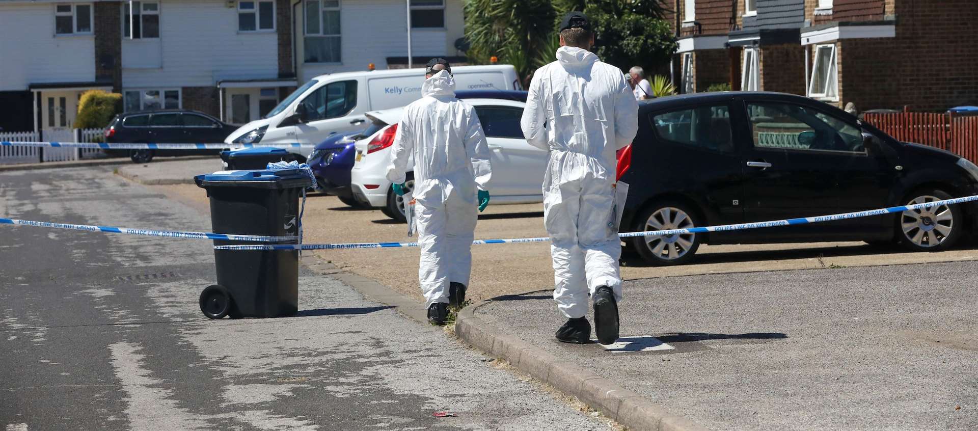 Police at the scene of the fatal stabbing in Margate. Picture: UKNIP