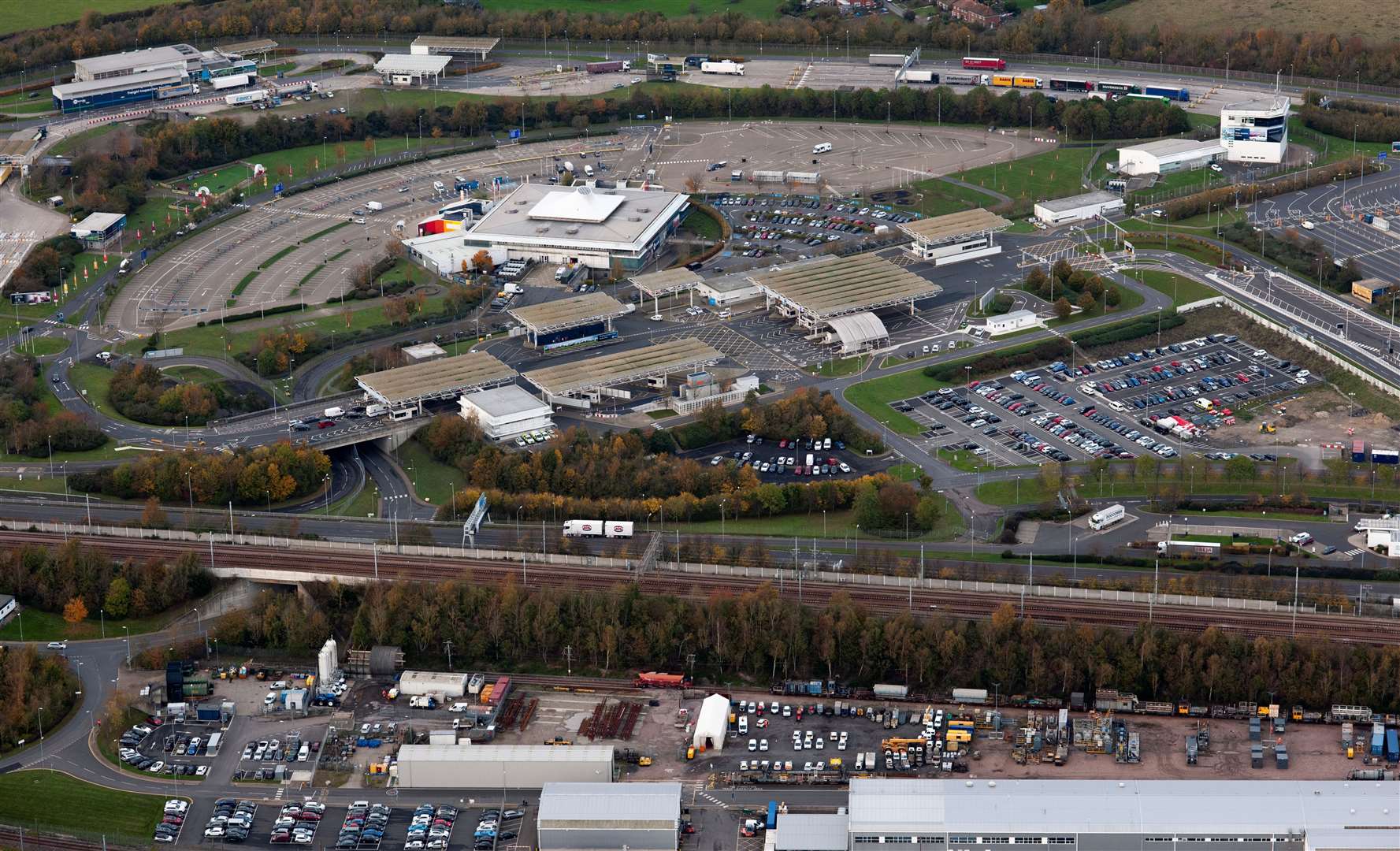 There are four-hour delays at the Eurotunnel terminal in Folkestone. Picture: Ady Kerry.