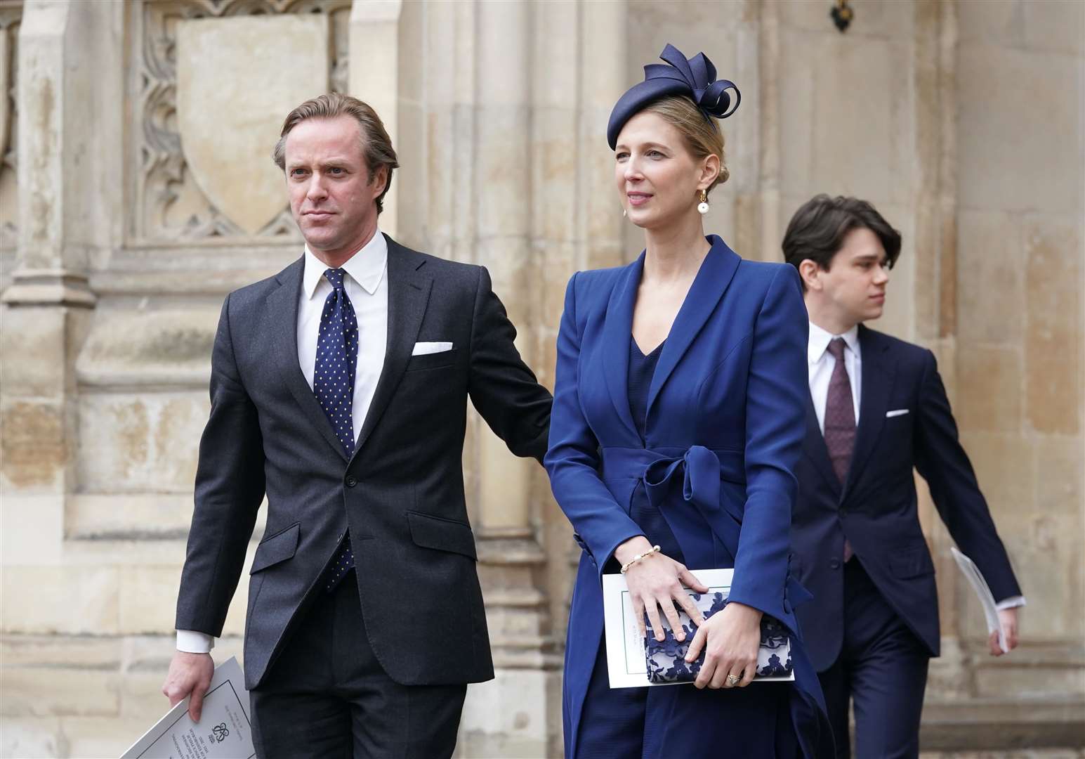 Lady Gabriella Windsor with her husband Thomas Kingston leaving the service of thanksgiving for the life of the Duke of Edinburgh, at Westminster Abbey in 2022 (Kirsty O’Connor/PA)