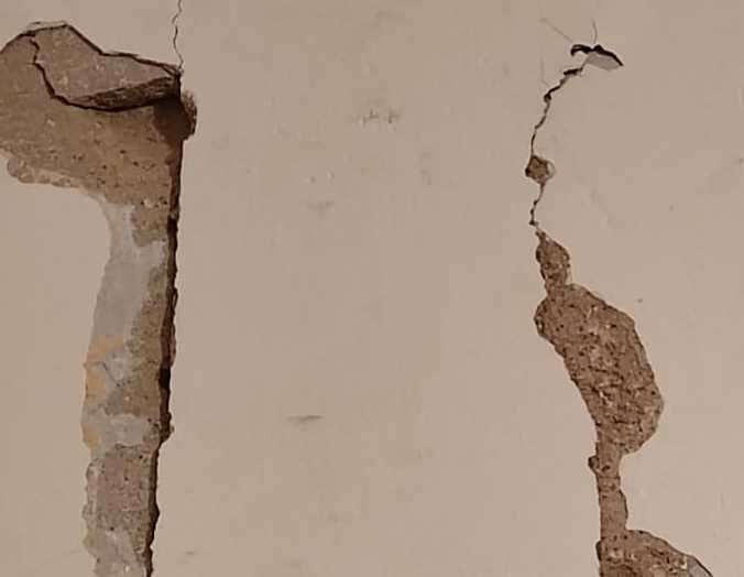Cracks are also forming in the walls inside her house. Picture: Vikki Storey