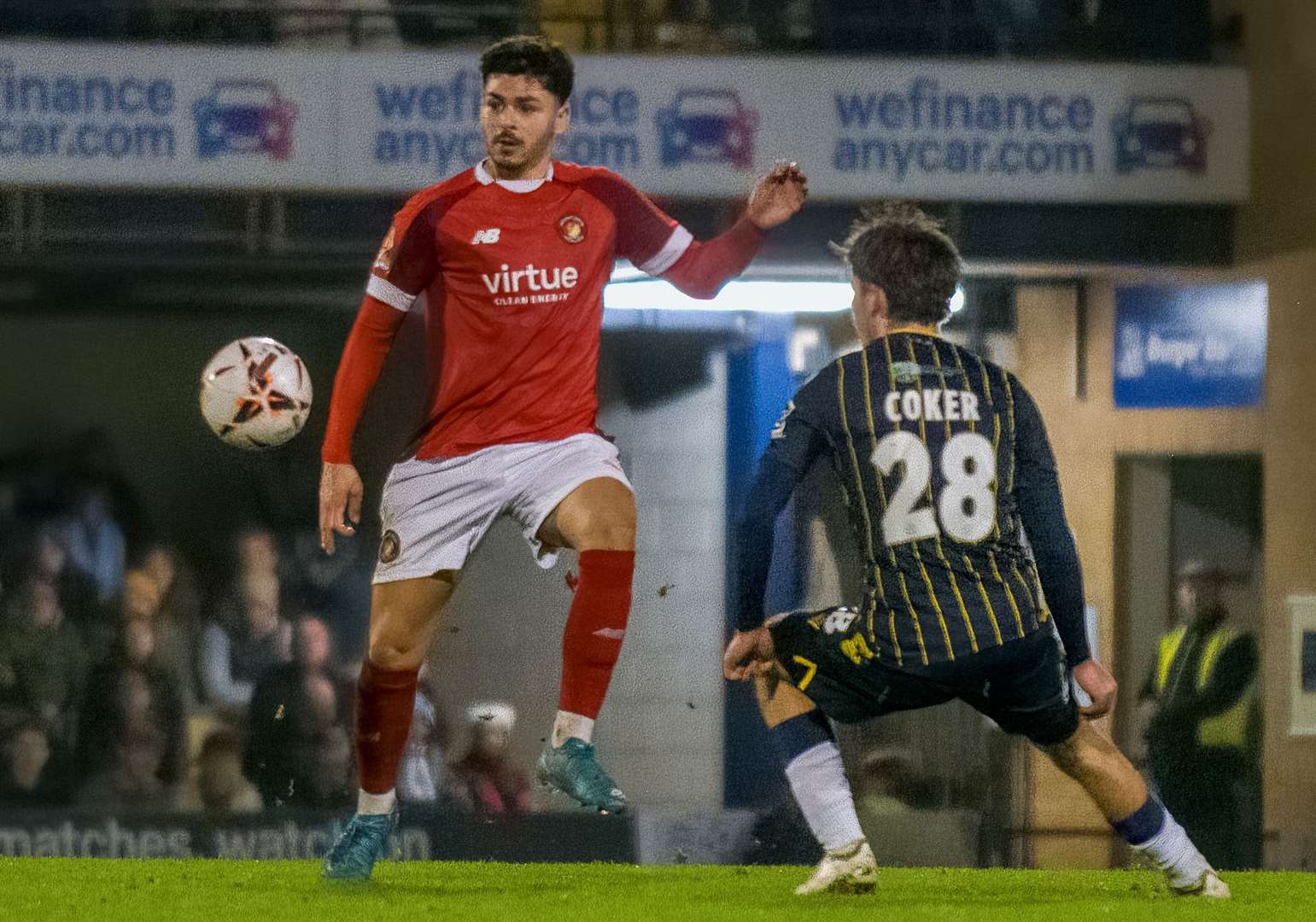 Toby Edser and his Fleet team-mates couldn’t prevent a 4-0 defeat at Southend on Boxing Day. Picture: Ed Miller/EUFC