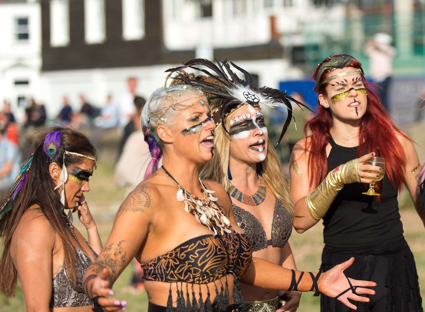 War cries as the Amazonials prepare for the Mud Tug. Pic: Adrian Littler