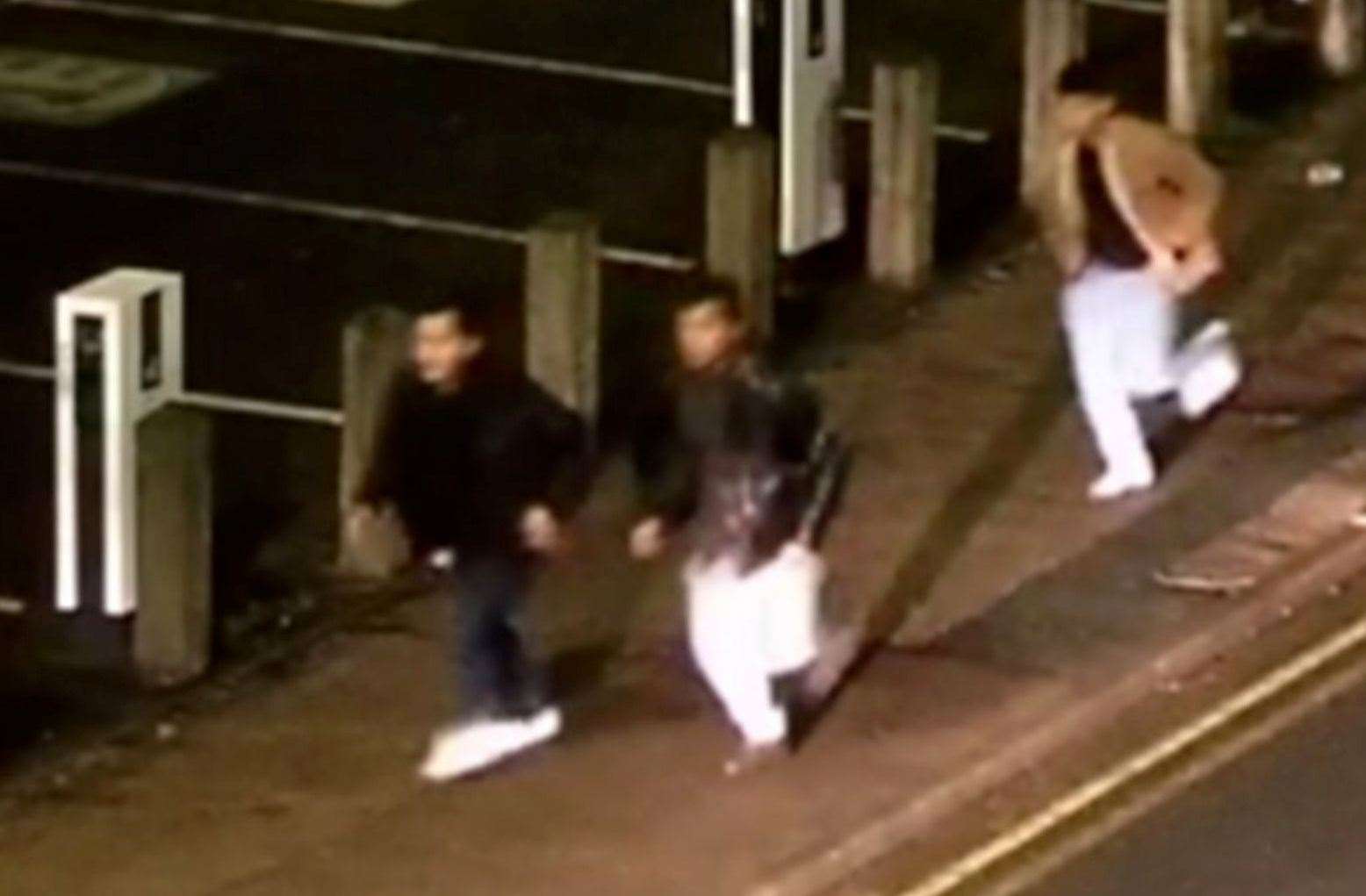 Do you recognise them? The three men seen on CCTV around the time of the assault in the Station Road area of Ashford. Picture: Kent Police