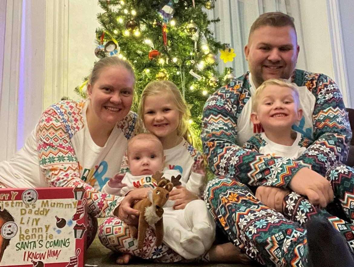 Cliftonville couple Georgina Huckstepp and Jack Gleeson, with their children Lily, Ronnie and little Lenny. Picture: Jack Gleeson