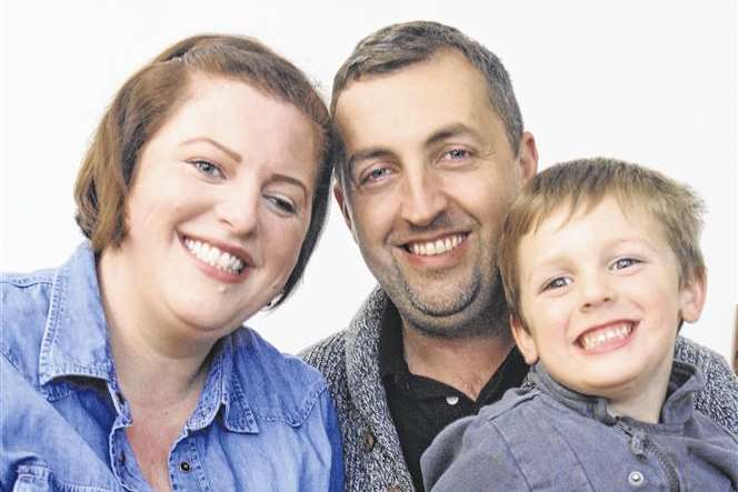 Emma Young with husband Luke and three-year-old son Vinnie