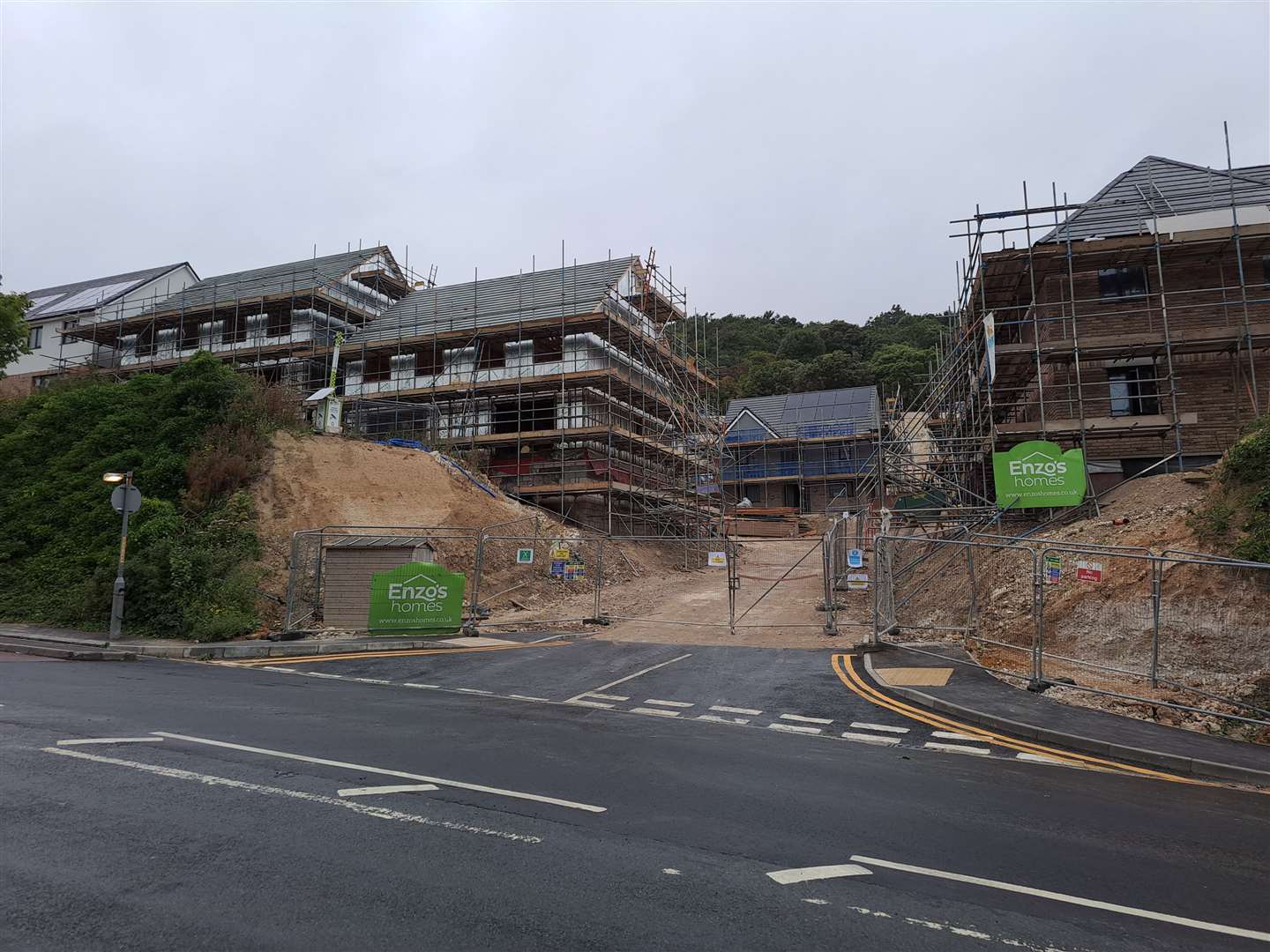 A ground-level view of Enzo's Homes building site at Folkestone Road, Dover