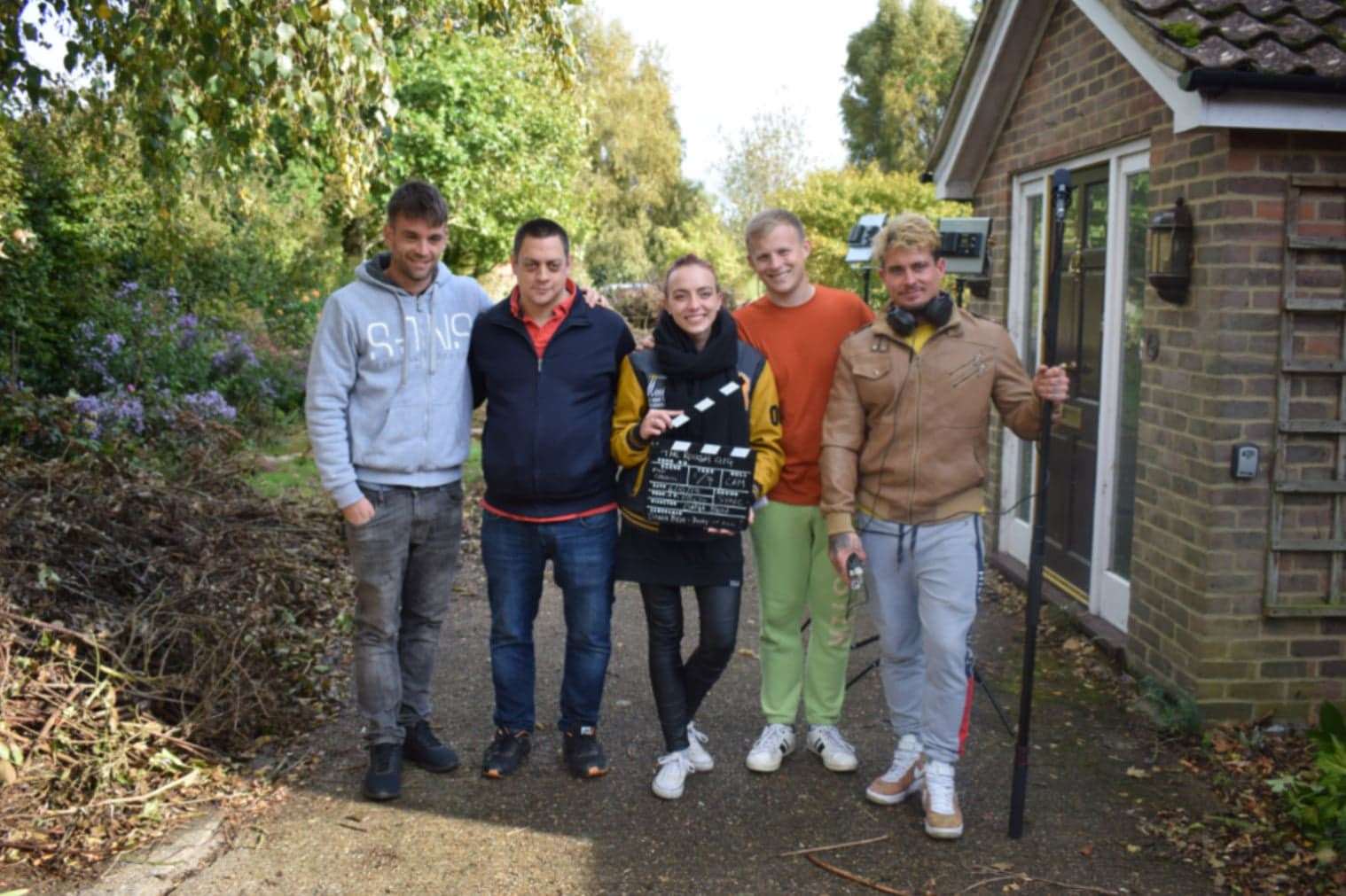 Taking a break while filming in Wye. Pictured are Ryan Hill, Chris Roughly, Dana Ben, Benjamin David and Richard Fox (36067461)