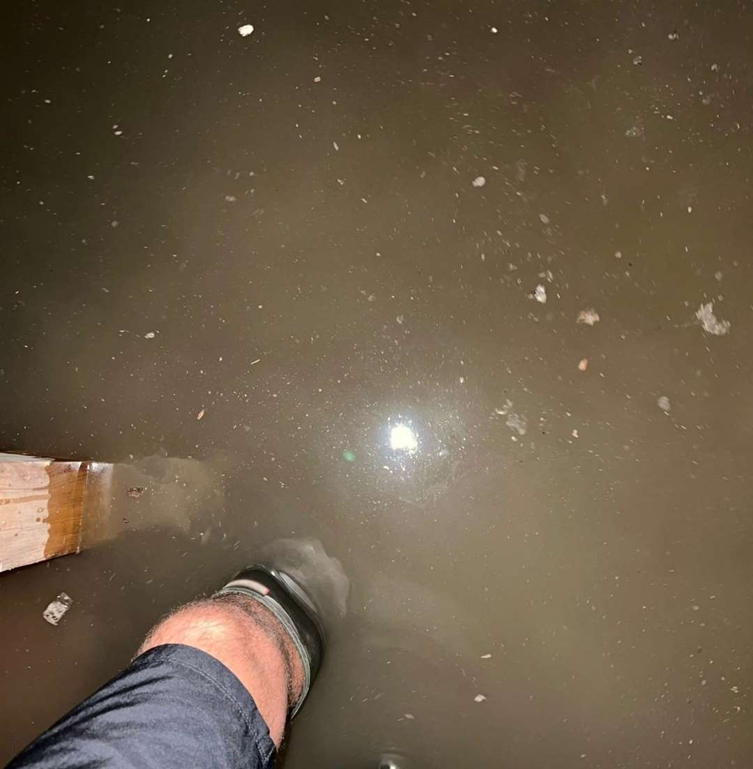 Tom Cain has been working to clear the water from the Scoops in Central Parade, Herne Bay, since the early hours. Picture: Tom Cain