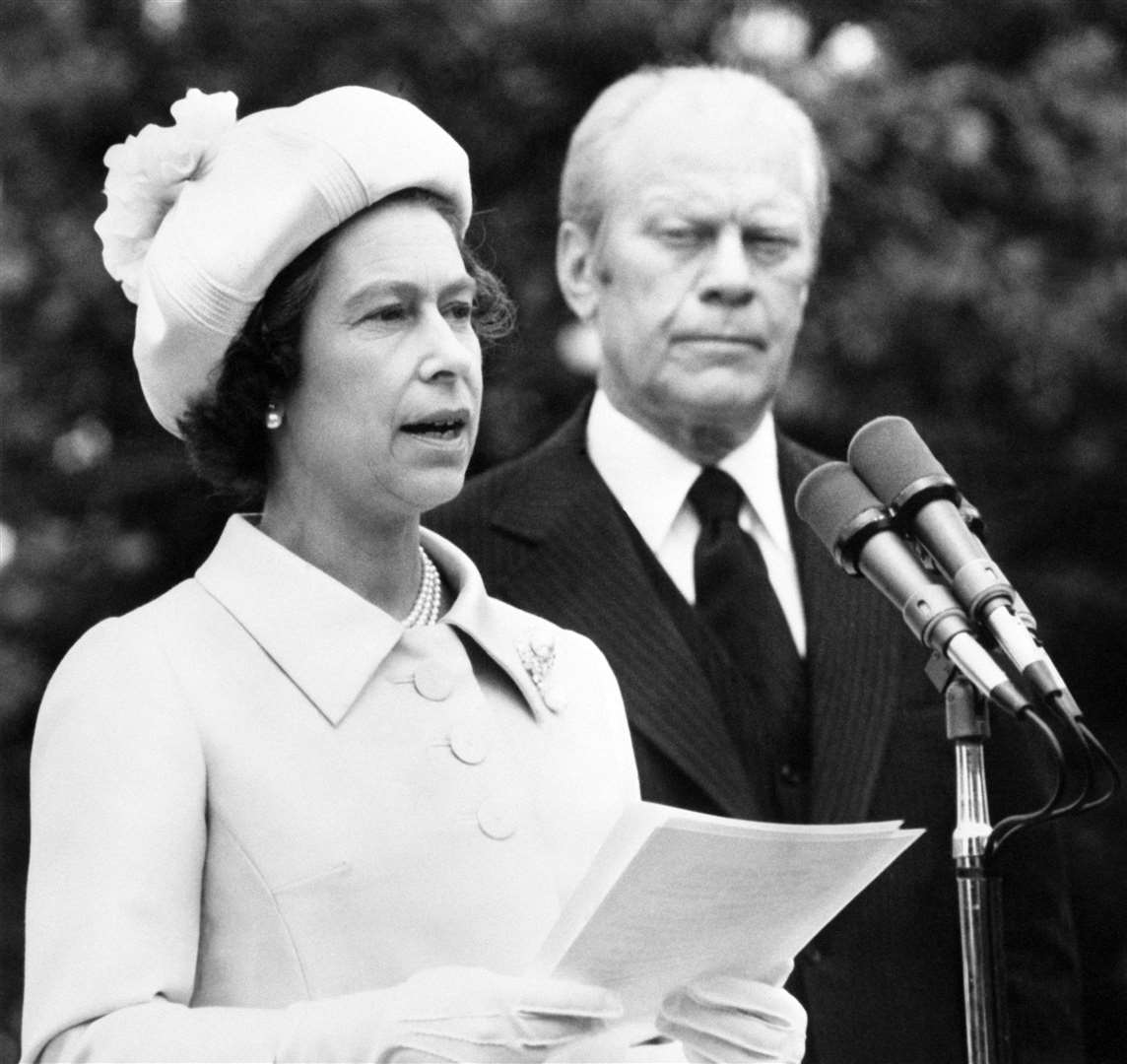 The Queen replies to Gerald Ford’s welcoming speech in Washington DC (PA)