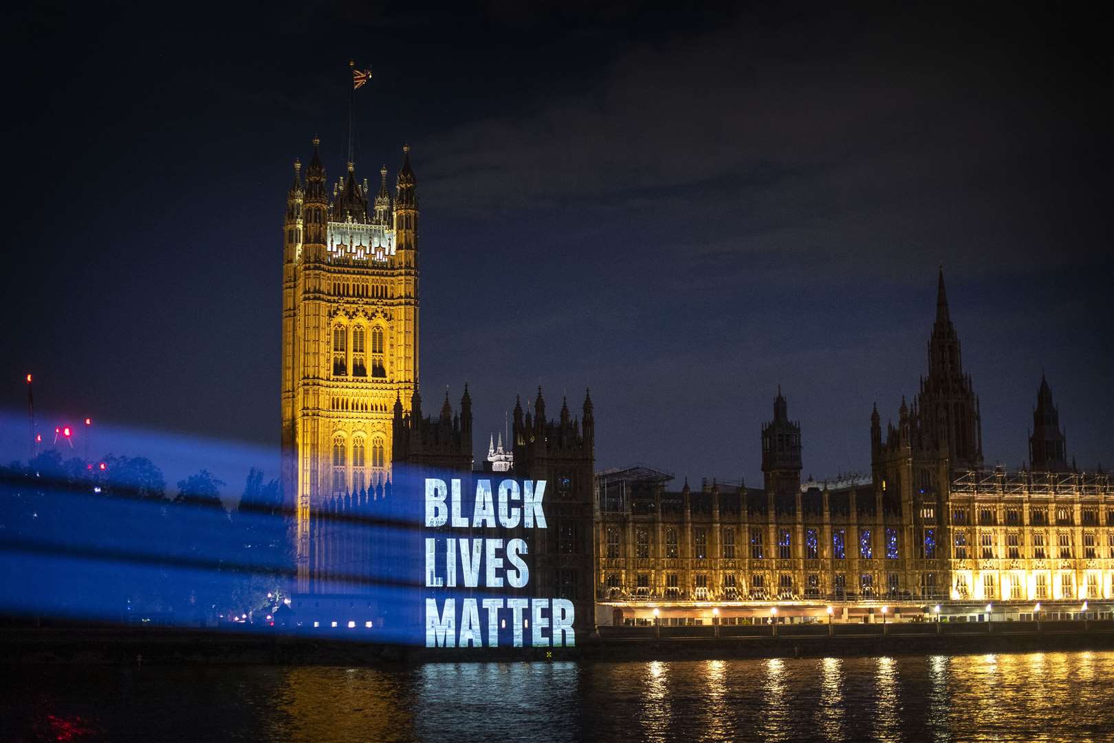 Black Lives Matter is projected onto the Houses of Parliament (Victoria Jones/PA)