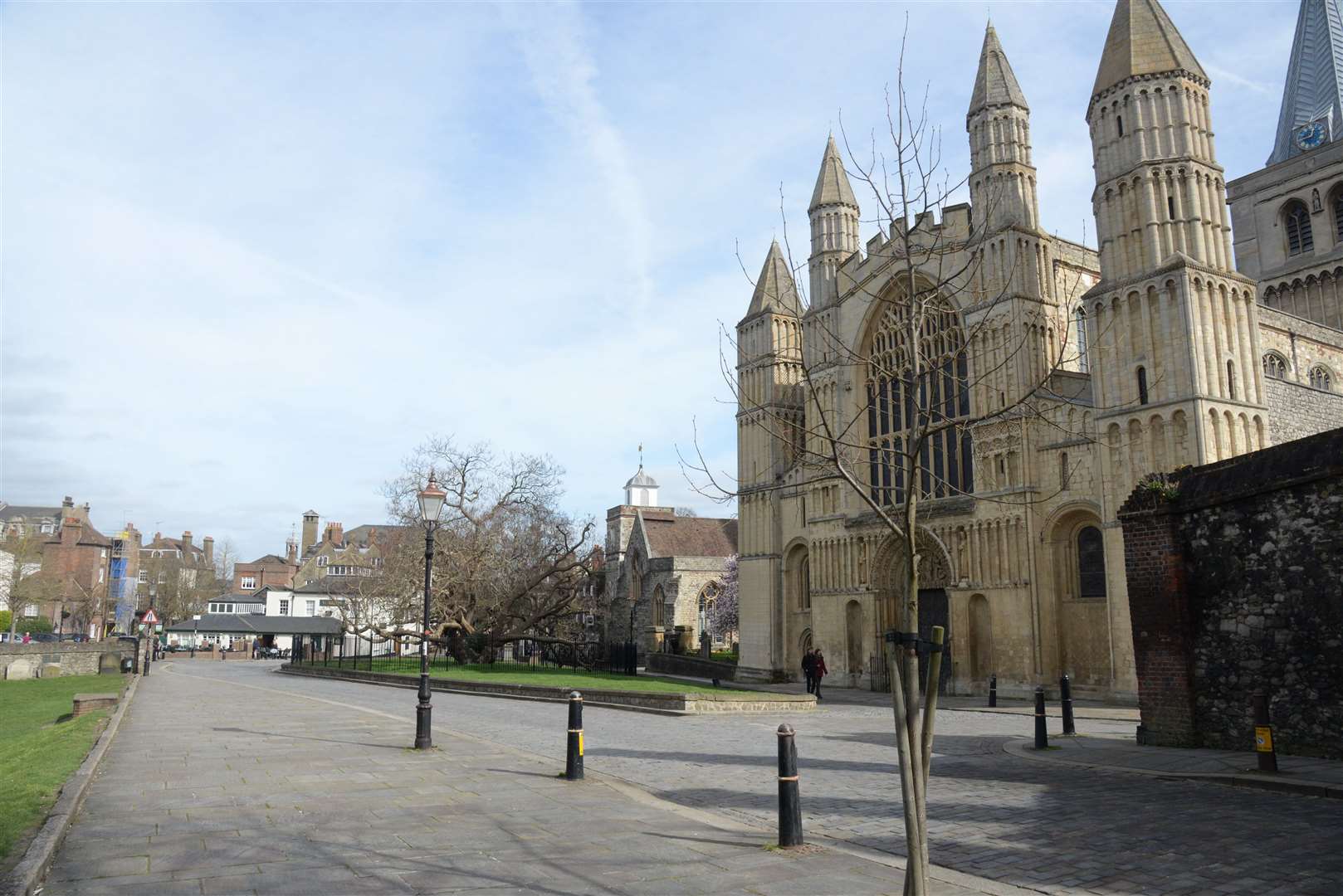 The area around Rochester Cathedral was quiet today. Picture: Chris Davey