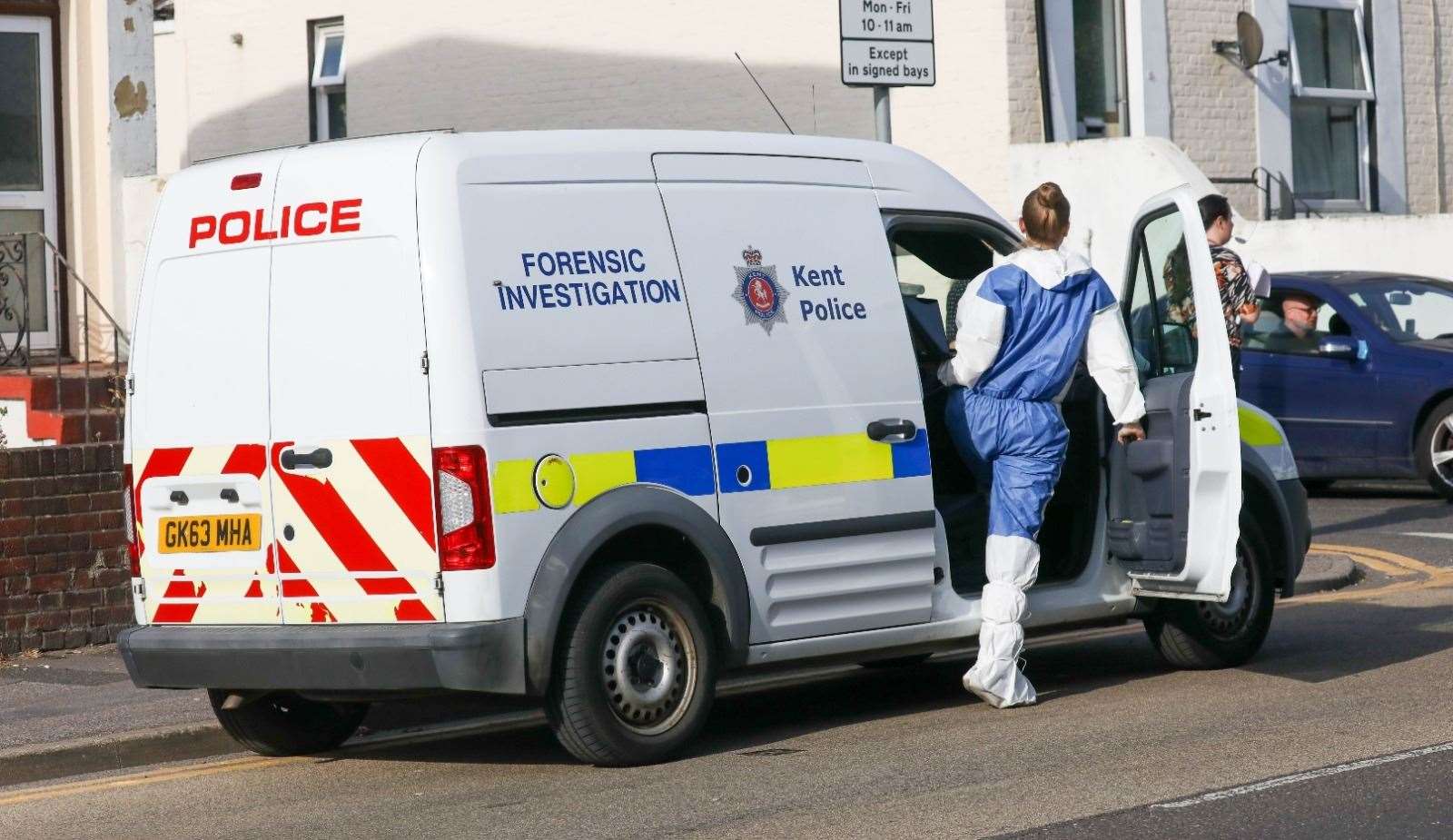 Forensics at the scene of the stabbing in Gravesend Picture: UKNIP