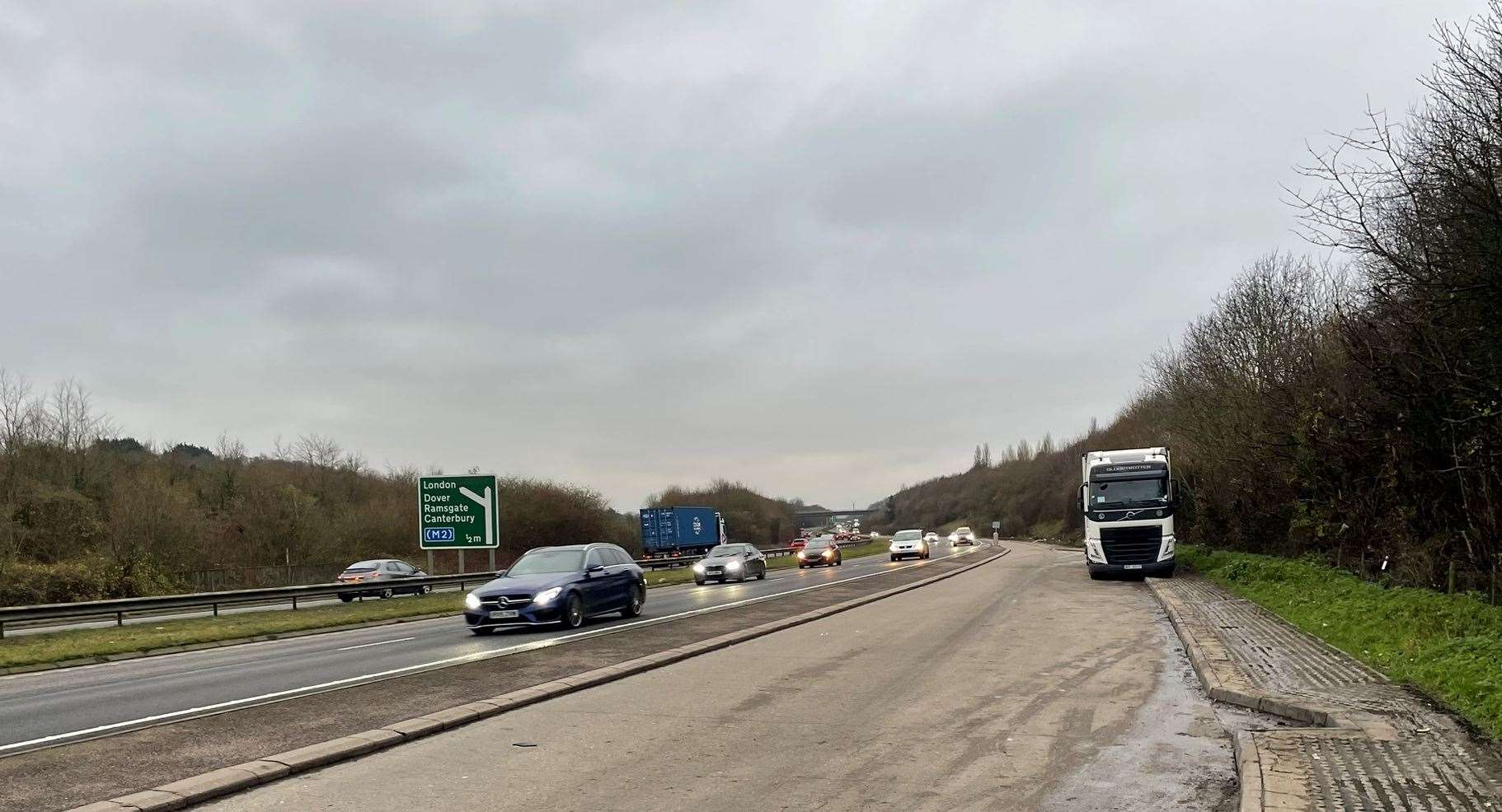 The A249 lay-by between Sittingbourne and Stockbury, about half a mile from the Key Street roundabout. Picture: Joe Crossley