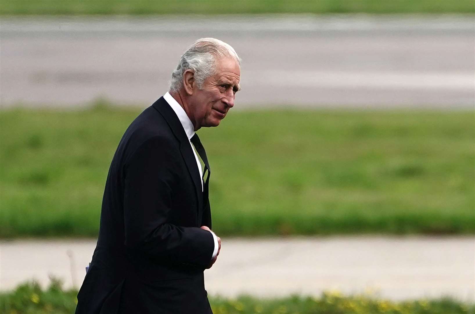 The King at Aberdeen Airport as he travels to London (Aaron Chown/PA)