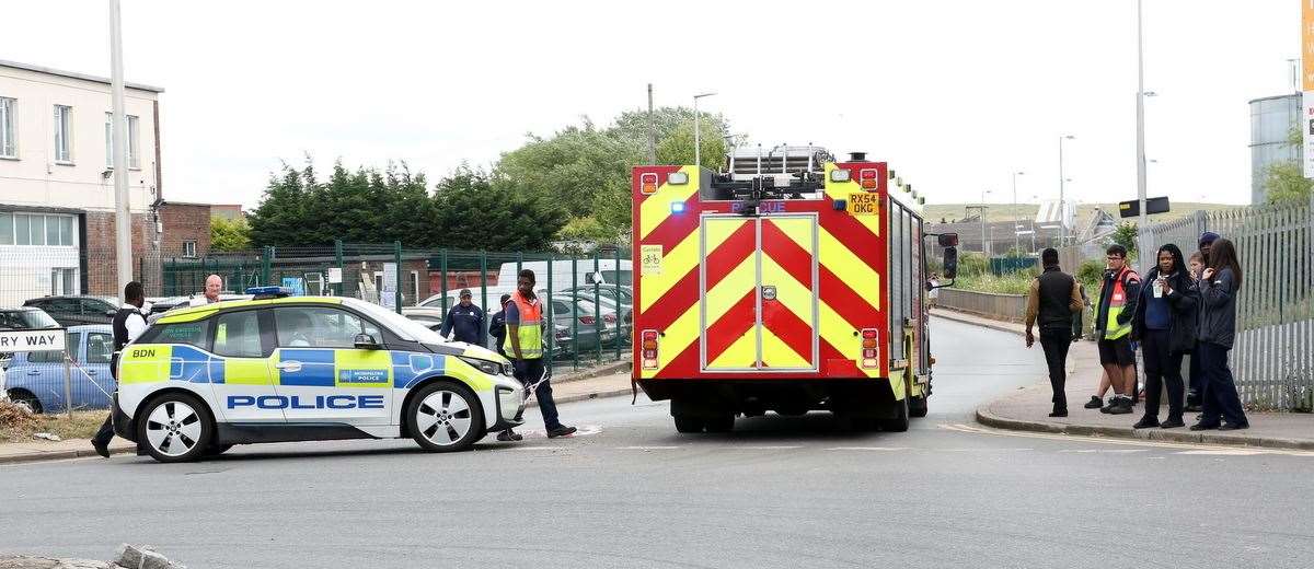 Emergency services at the scene of the blaze in Erith. Pictures: UKNiP