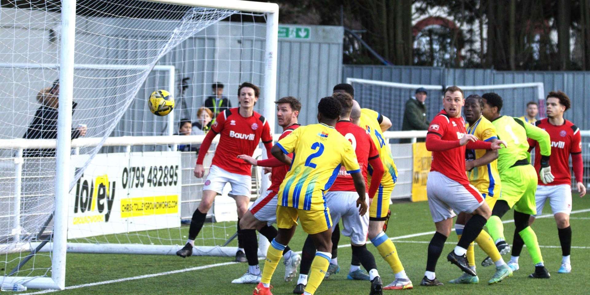 Match action between Chatham and Sittingbourne on Saturday Picture: Allen Hollands