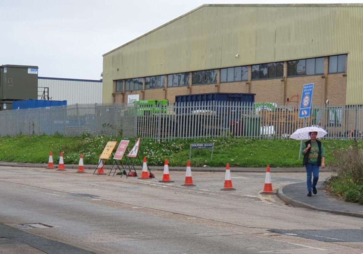 Dolphin Road in Sittingbourne is closed due to a leak. Picture: Graham Cook