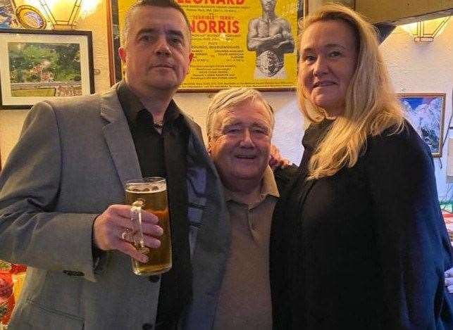 Wheatsheaf landlord Terry Cronin (left) with sister Sally and dad Terry - who bought the pub in 1992