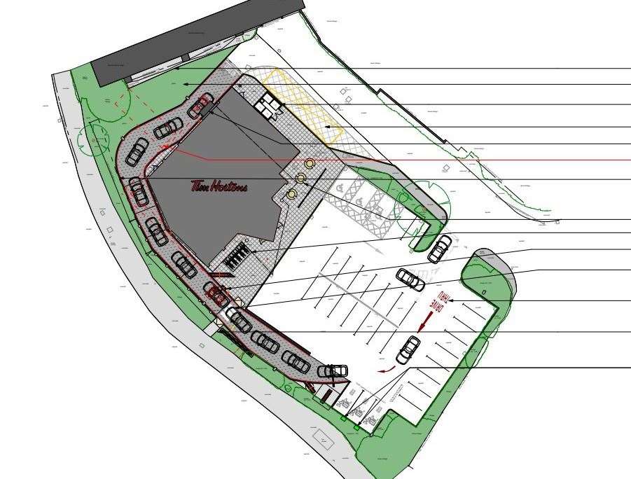 The site plan for the Tim Hortons proposed for Sittingbourne Retail Park. Picture: Tim Hortons