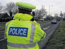 Officers from the road policing unit at Kent Police check drivers' speeds along the busy A28 Canterbury Road at Birchington