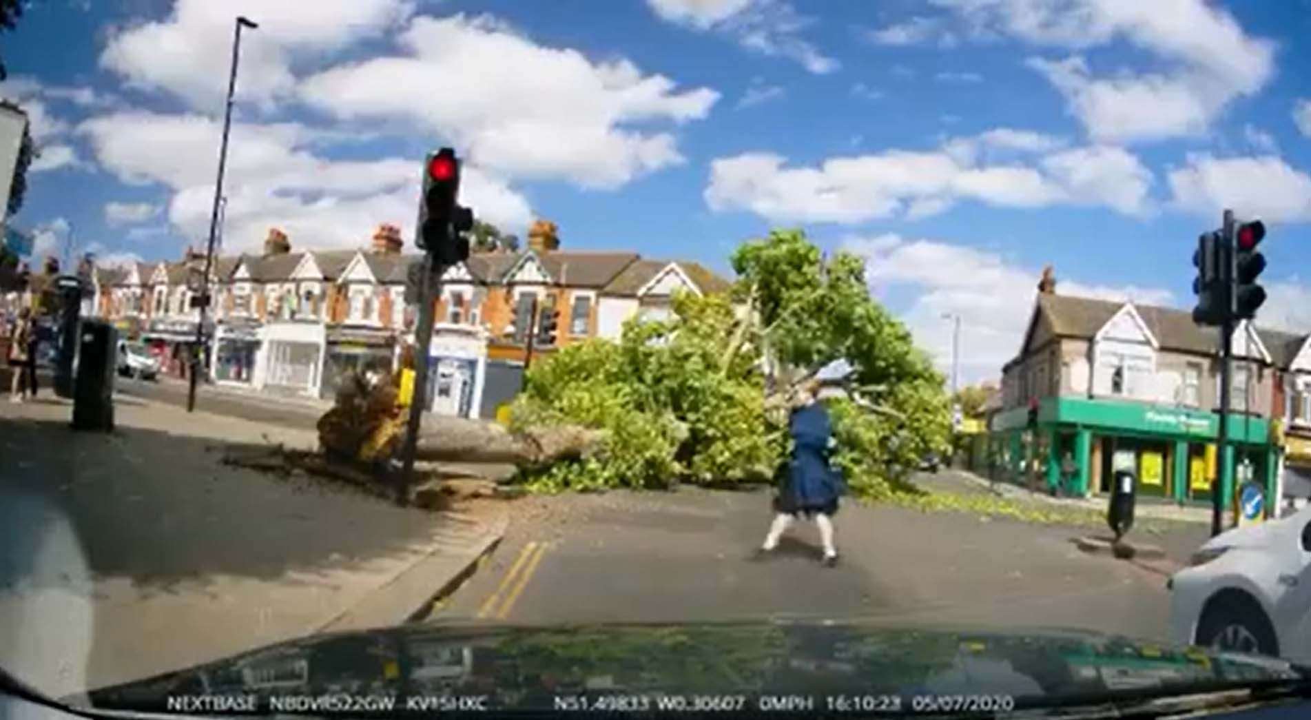 The tree lies across the junction (Andrew Thomas/PA)