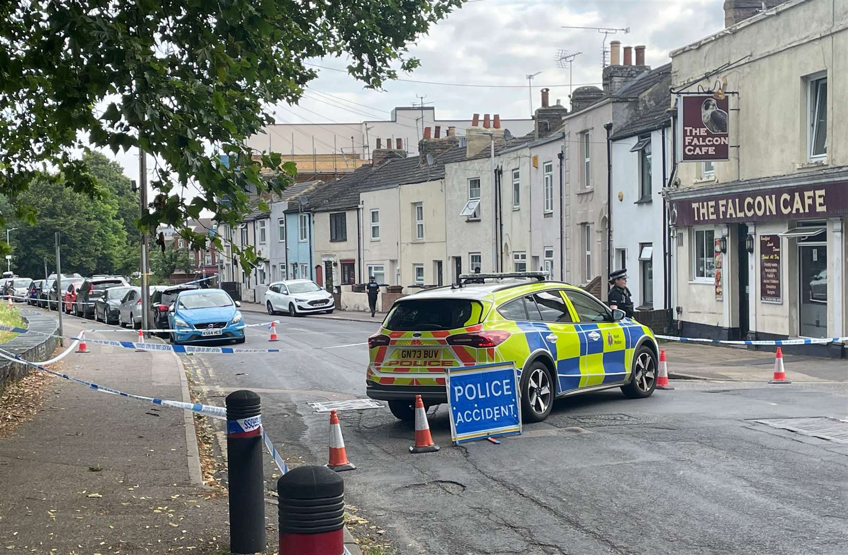 The bottom of Marlborough Road was cordoned off by the force near the Falcon Cafe in both directions following the alleged incident