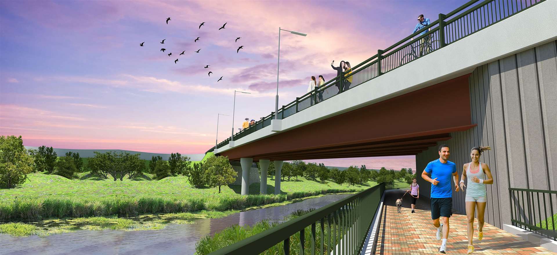 An artist's impression of how the bridge will look once finished next year. Picture Credit: Ebbsfleet Development Corporation (18383790)