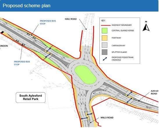 Roundabout proposed at entrance to South Aylesford Retail Park