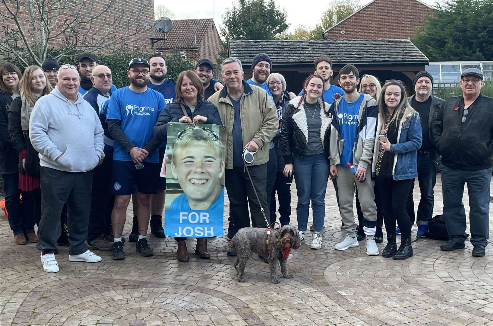 The walkers for Josh and their supporters. Picture from Patrick Verrill