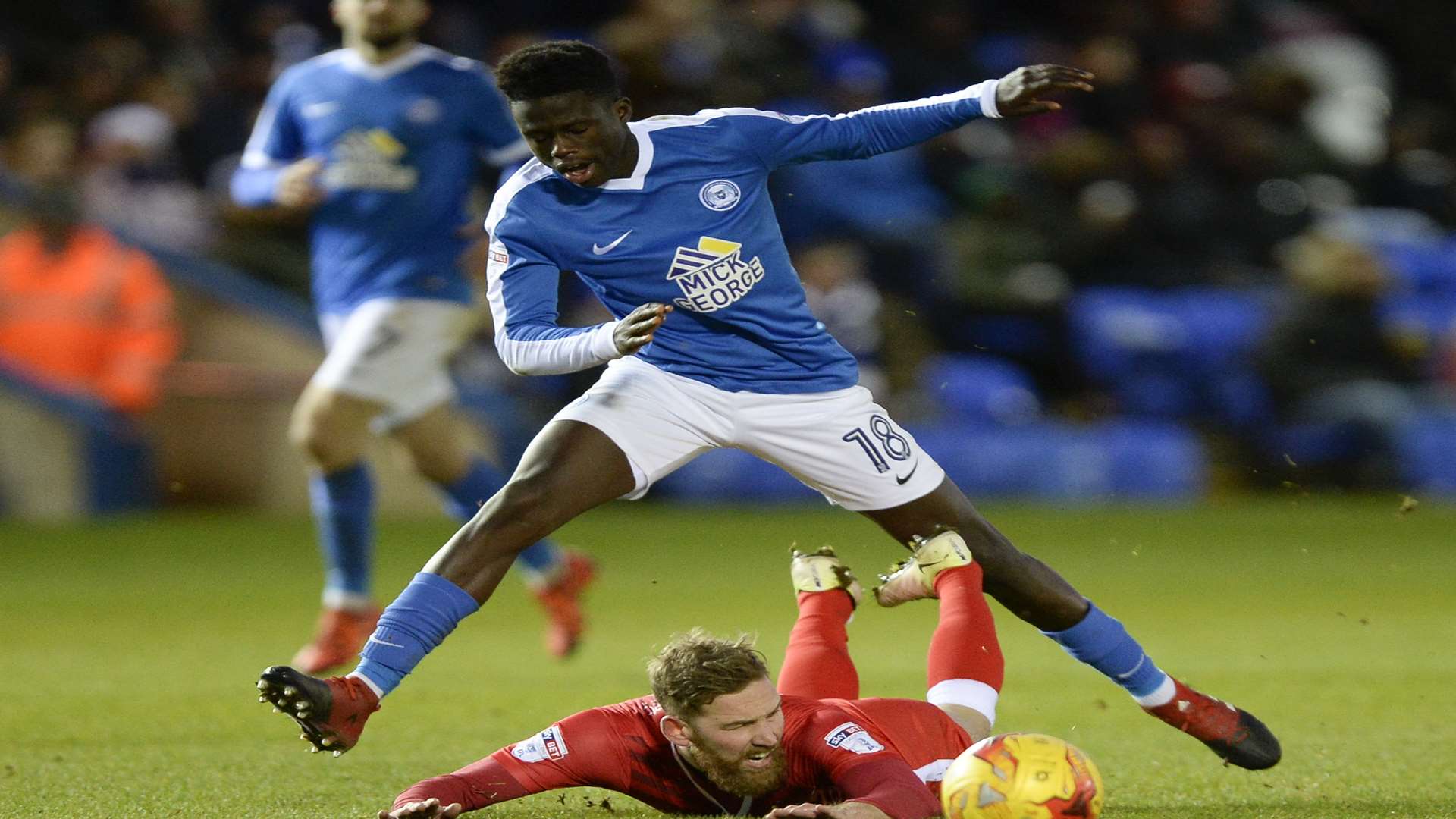 Gillingham's Scott Wagstaff takes a fall against Peterborough Picture: Ady Kerry