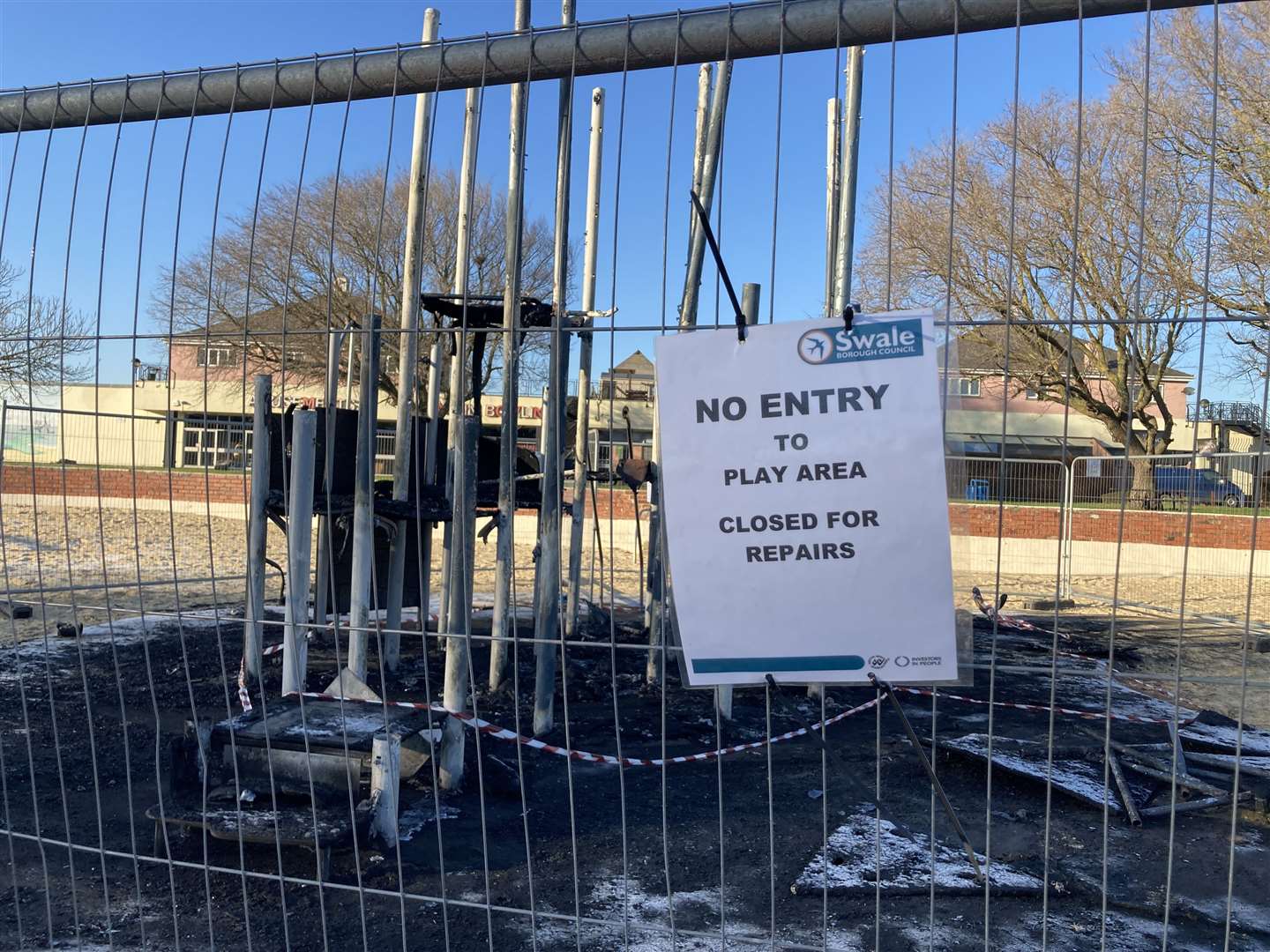 Remains of the castle slide after the fire in Beachfields