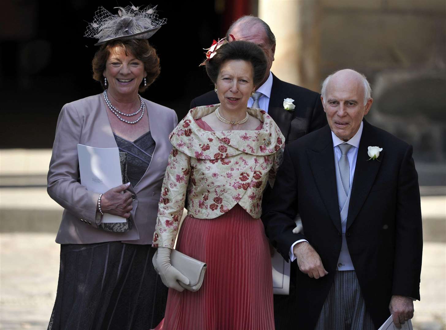 The Princess Royal with Mike Tindall’s parents, Linda and Philip, after her daughter Zara’s wedding in 2011 (Dylan Martinez/PA)