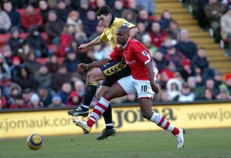 Darren Bent tries to muscle Villa's Gareth Barry off the ball. Picture: MATTHEW WALKER