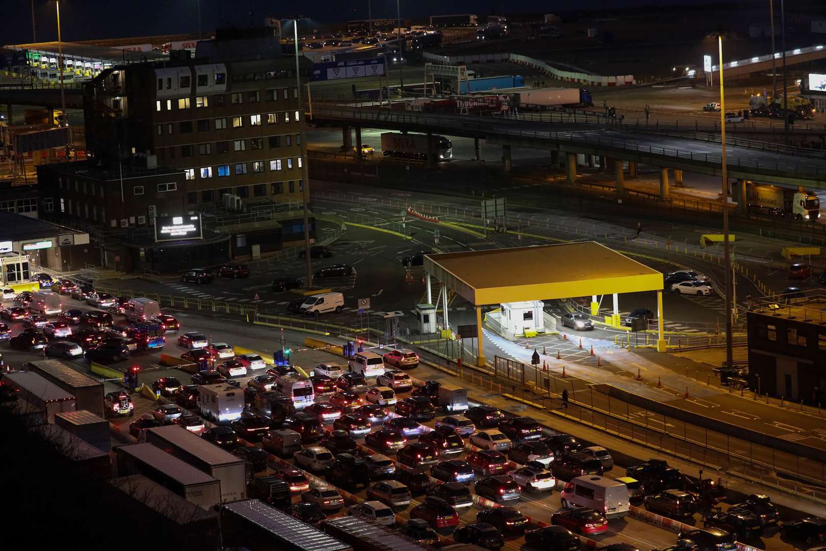 Traffic is building at the Port of Dover before travel ban to France. Picture: UKNIP