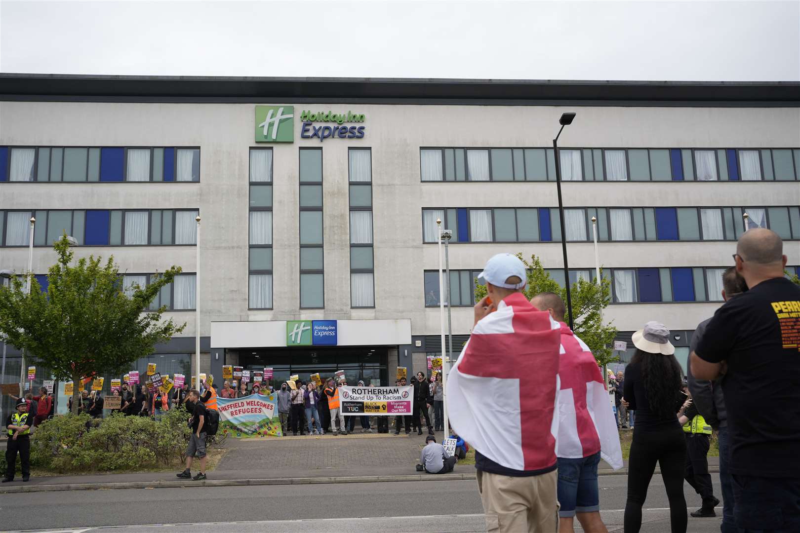 The violence at the Holiday Inn Express in Manvers involved around 400 people, who besieged the hotel housing around 240 asylum seekers (Danny Lawson/PA)