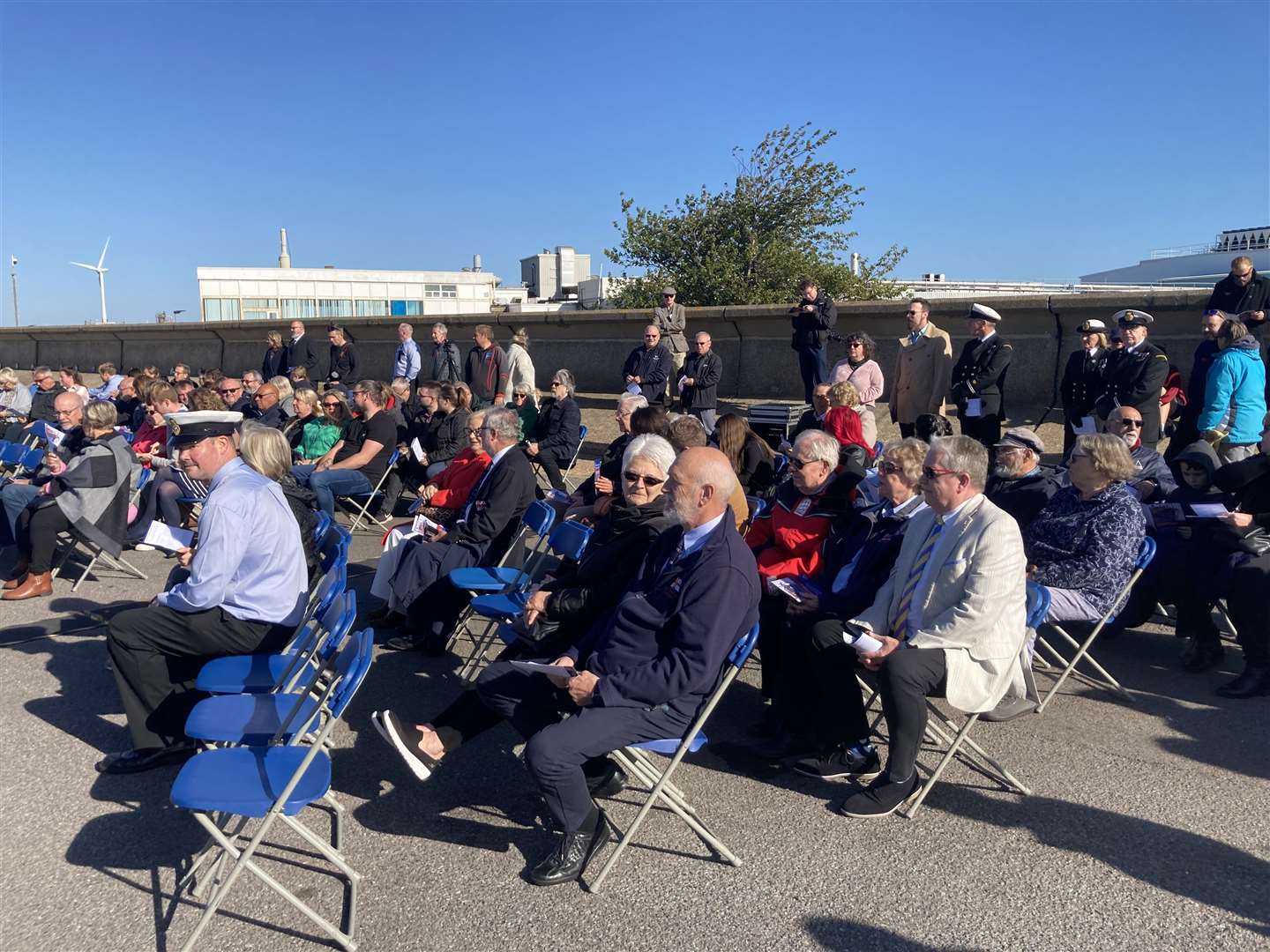 Crowds at the naming ceremony of Sheppey's new RNLI lifeboat the Judith Copping Joyce at Crundall's Wharf, Queenborough, on Saturday