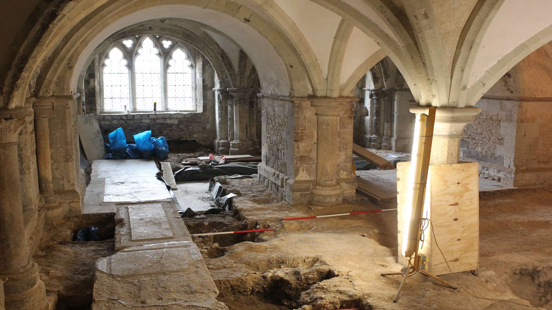 Inside the crypts of Rochester cathedral.