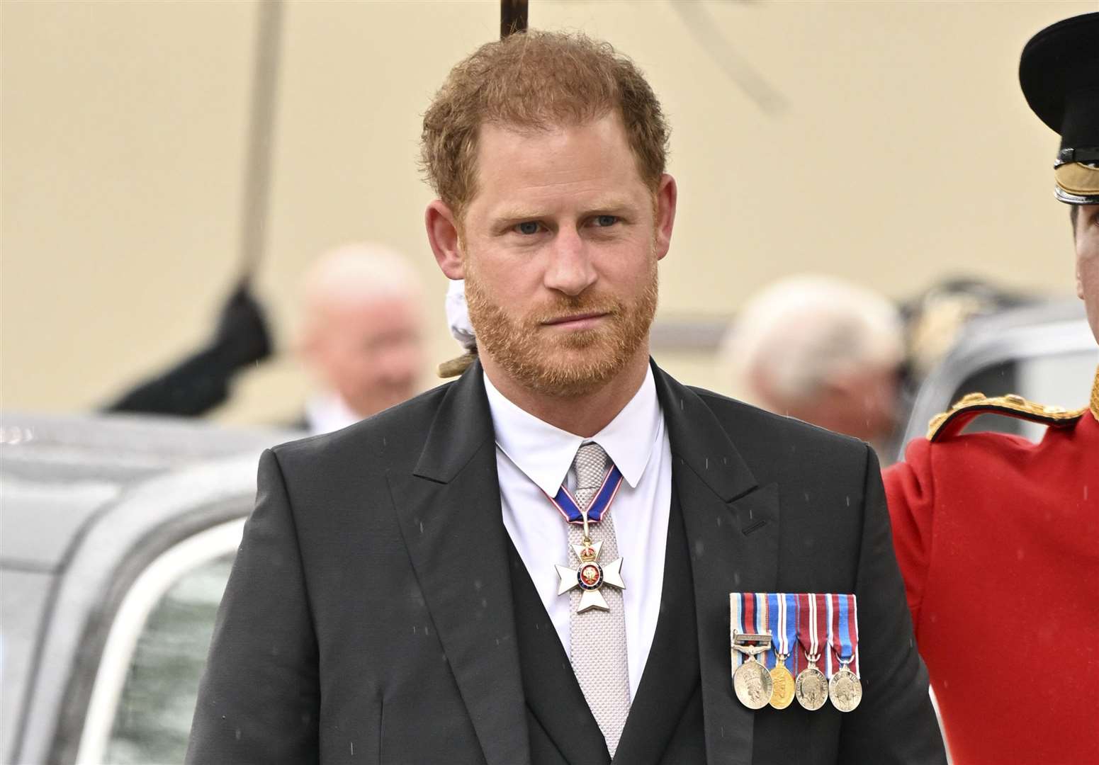 The Duke of Sussex arrives at the coronation (Andy Stenning/Daily Mirror/PA)