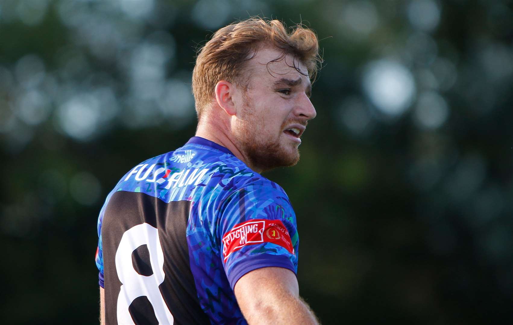 Margate's Sam Blackman - saw red against Canvey on Saturday. Picture: Andy Jones