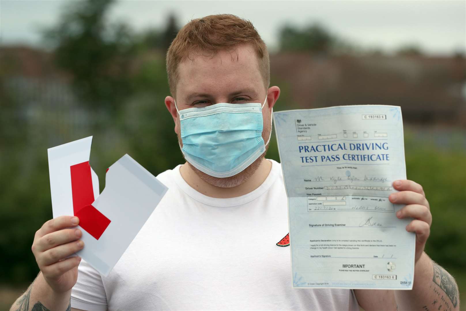 Teacher Kyle Duddridge after successfully completing his driving test in Liverpool (Peter Byrne/PA)