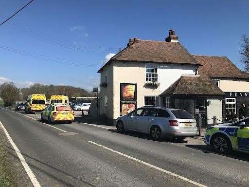 Police and ambulance were outside the Fenn Bell Inn along Ratcliffe Highway in Hoo. Picture: Peter Still