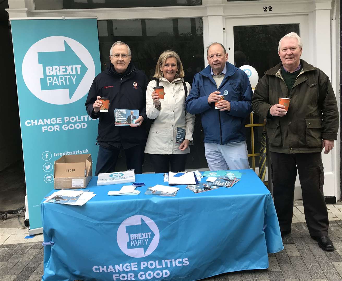The Brexit campaigners in Maidstone's Week Street, from left: Mike Wardle, Pam Watts, Jeff Wimborne and Robert Pettit