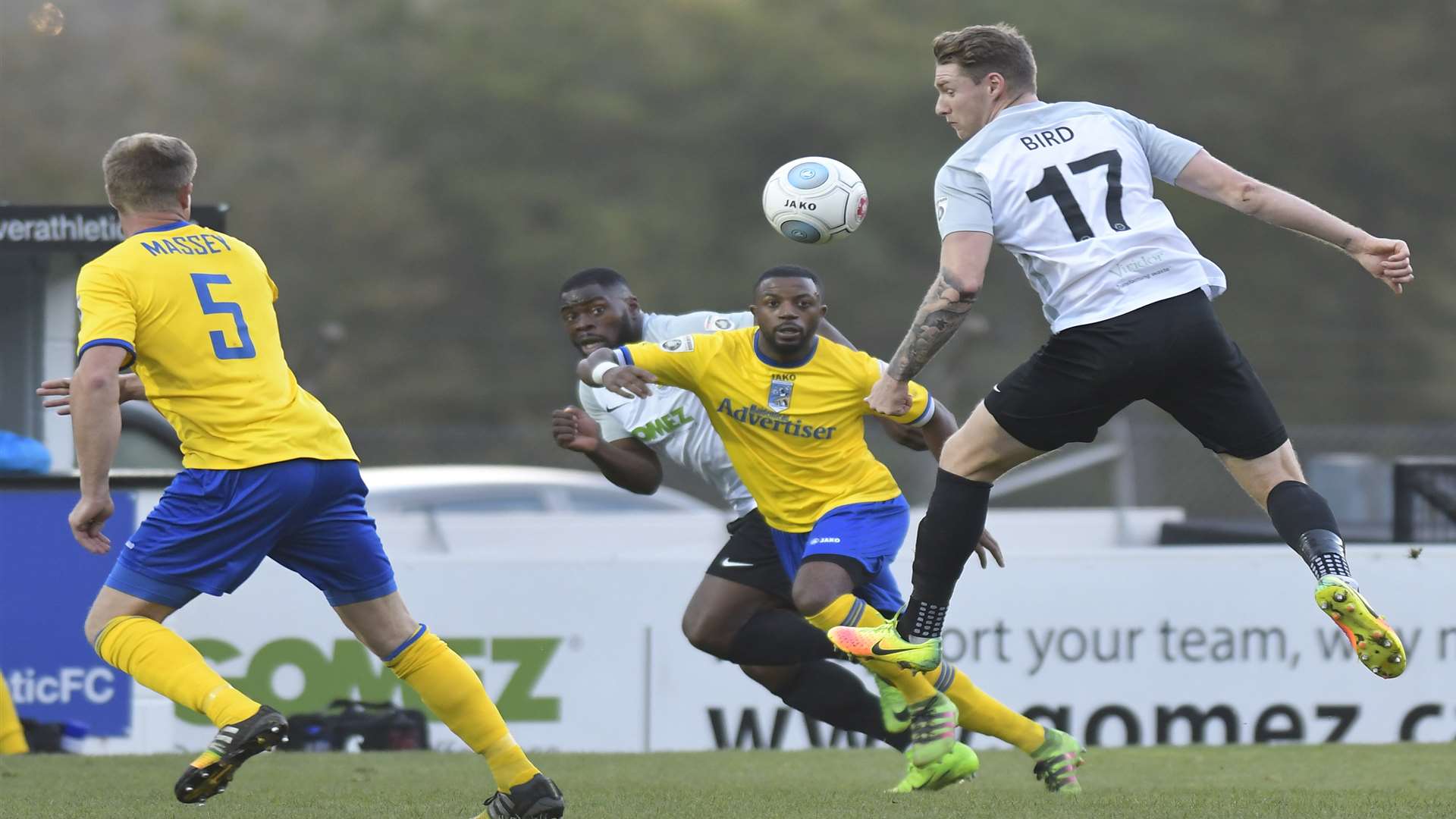 Dover scorer Ryan Bird tests the Maidenhead defence Picture: Tony Flashman