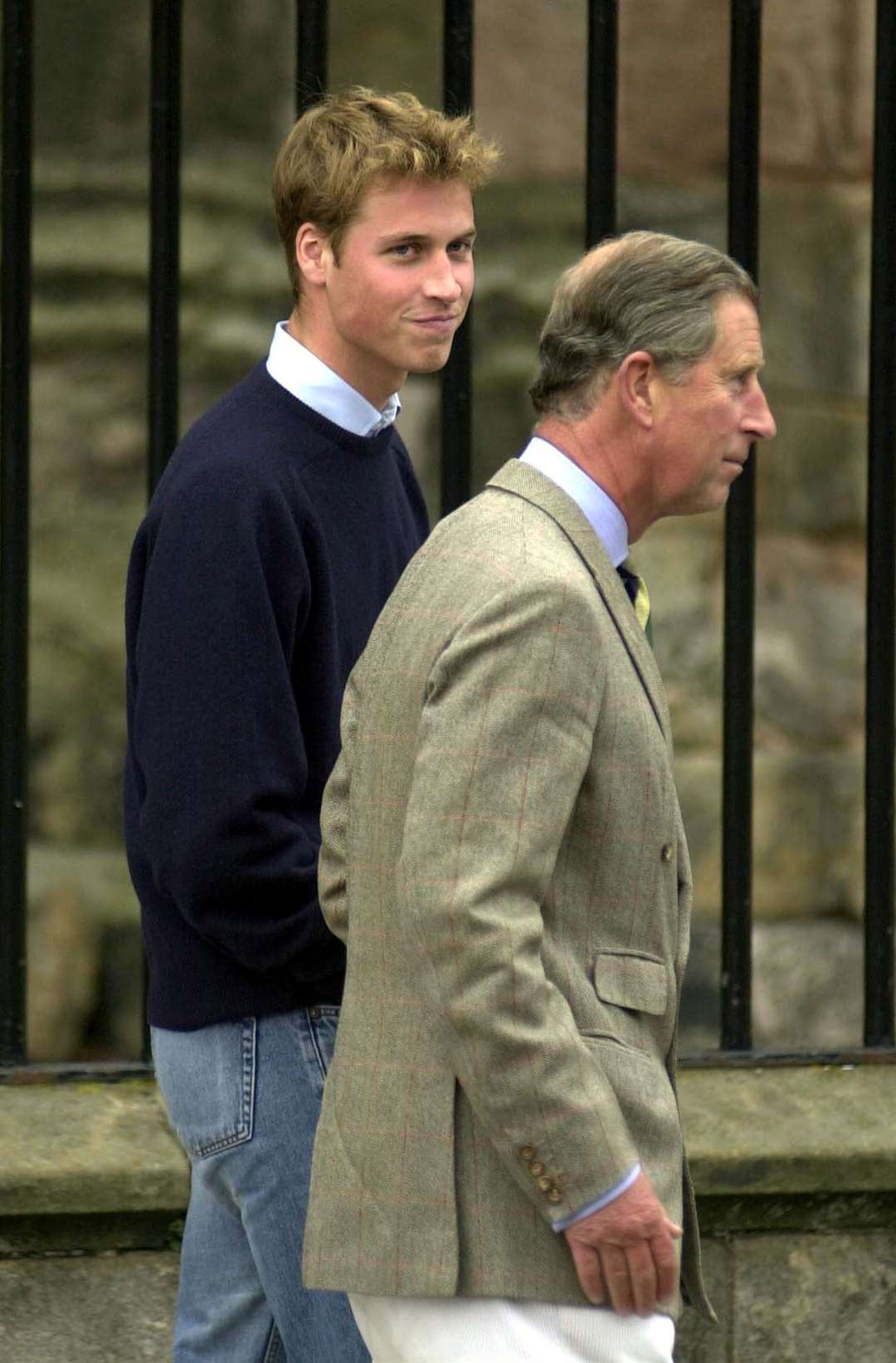 Prince William arriving at St. Andrews University accompanied by his father in 2001 (Toby Melville/PA)