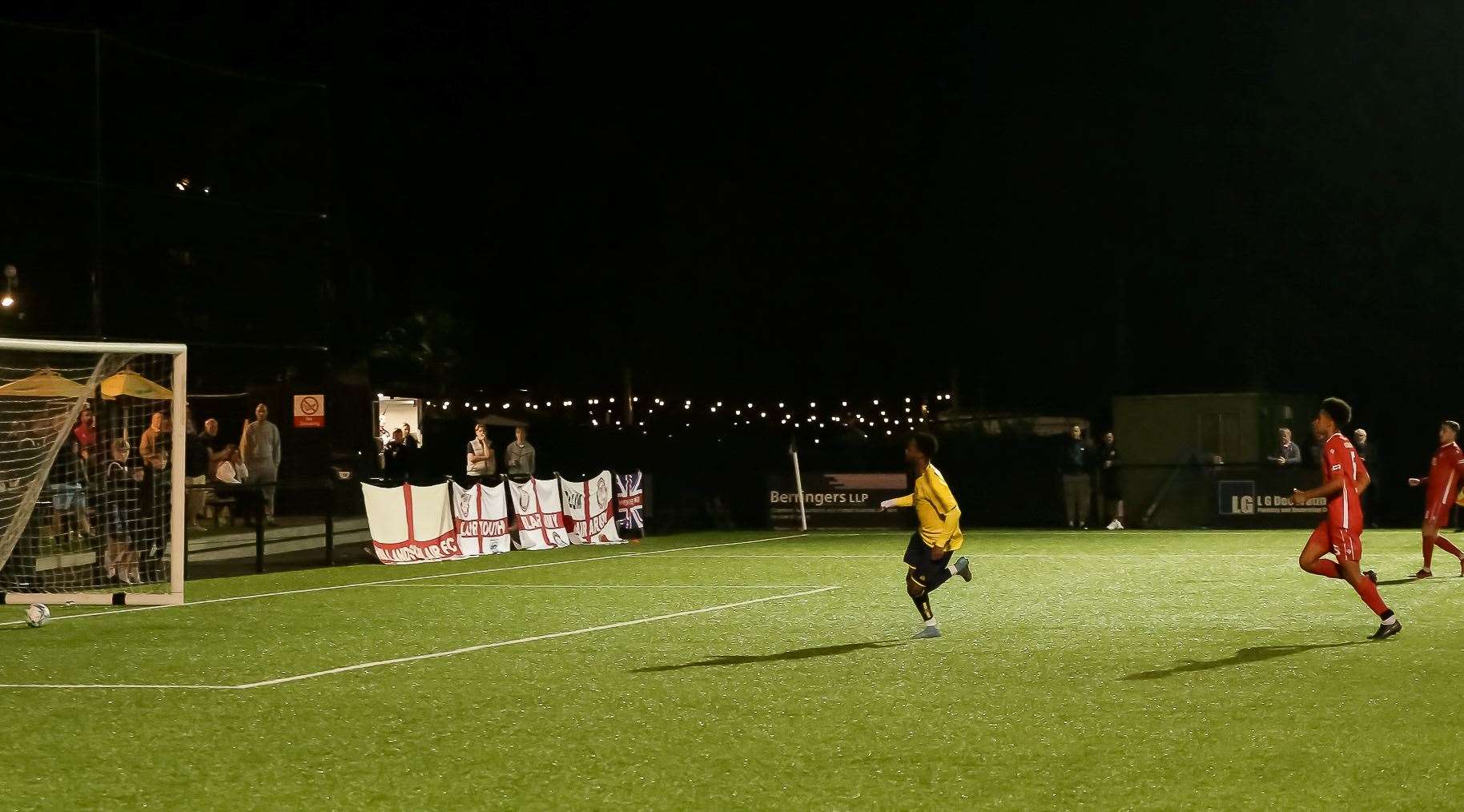 Winger Josh Williams puts the ball into an empty net for Whitstable in their midweek 3-0 victory at Hollands & Blair. Picture: Les Biggs