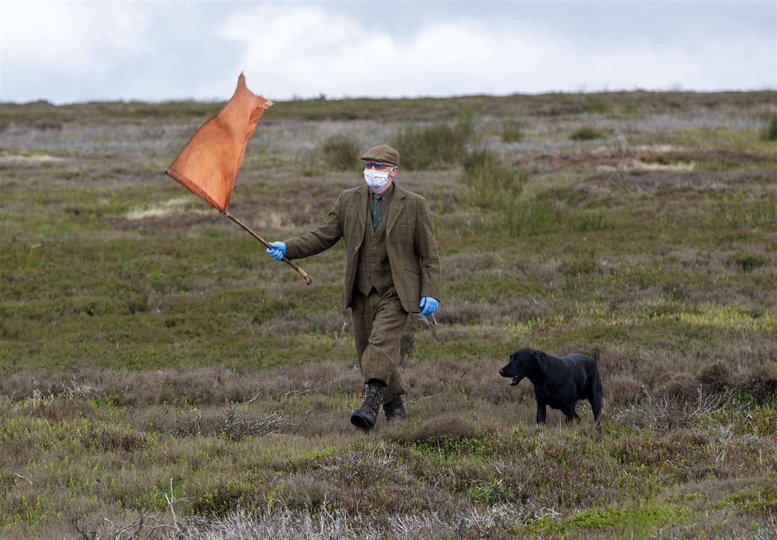 Head moor keeper Gary Taylor leads a socially distanced team to beat for grouse on the Swinton estate in Ripon, North Yorkshire (Media House International/The Moorland Association /PA)