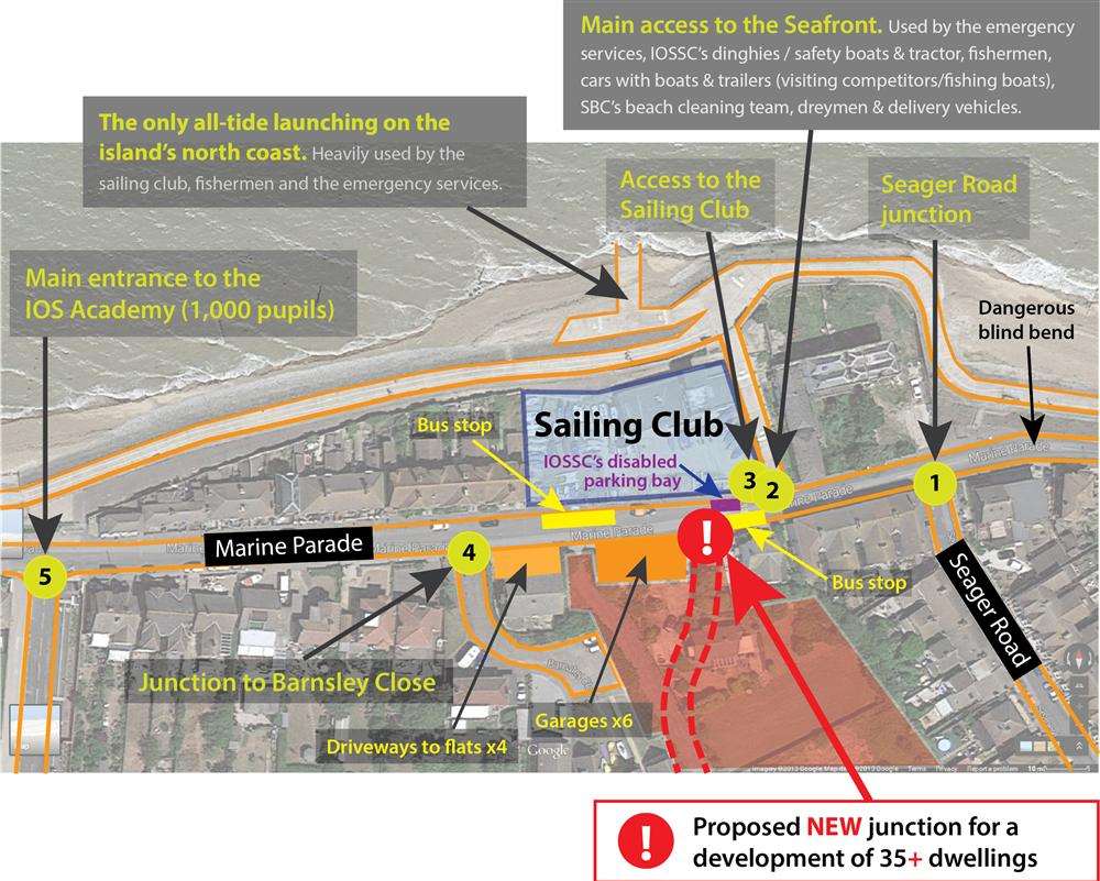 James Bell created this detailed map of the area to show the hazards