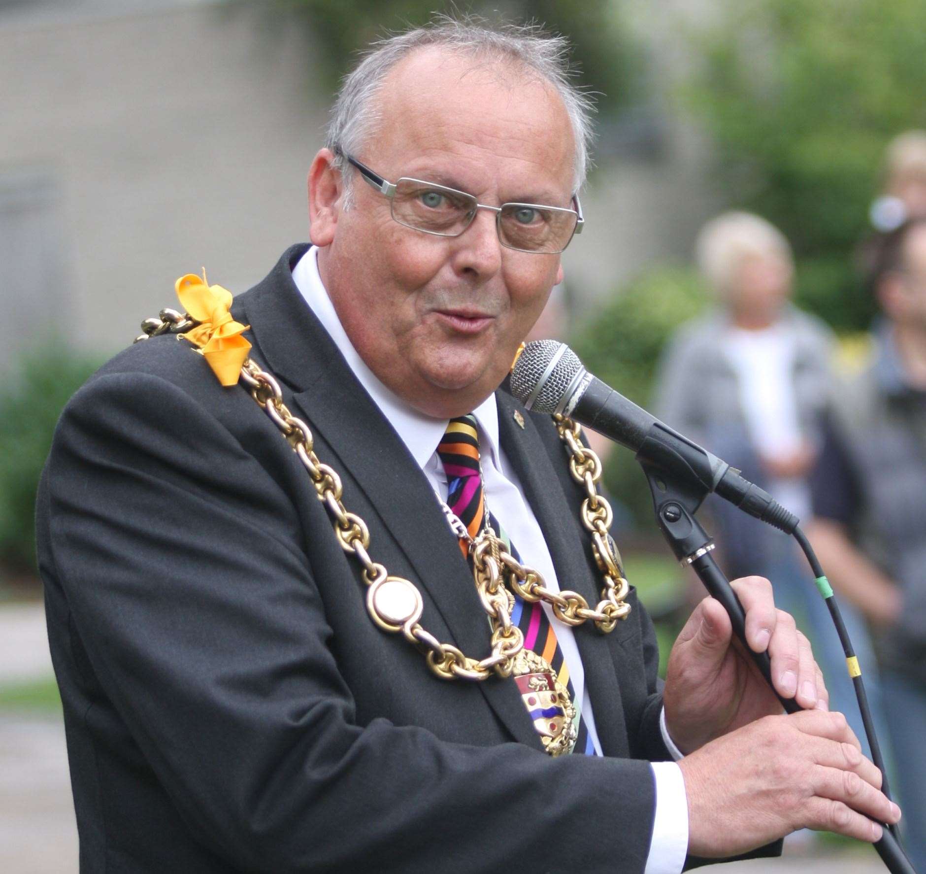 Brian Mortimer launching the Mela parade when Mayor of Maidstone